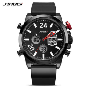 SINOBI Luxury Brand Men Military Sport Watches Men's Digital Quartz Clock Full Steel Chronograph Wrist Watch Relogio Masculino