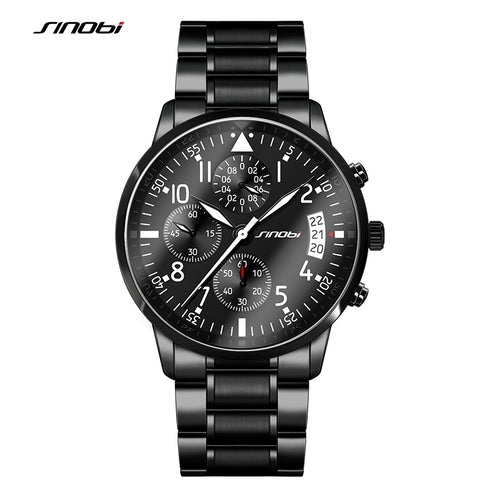 SINOBI 2017 Mens Watches Top Brand Luxury Business Stainless Steel Quartz Watch Male Sport Chronograph Clock Relogio Masculino