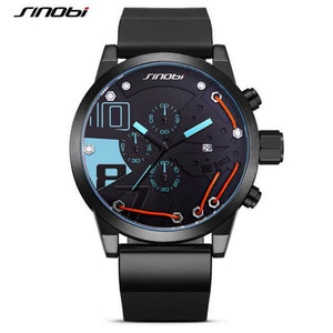 Top brand SINOBI Silicone automatic chronograph movement Date Men's Watch