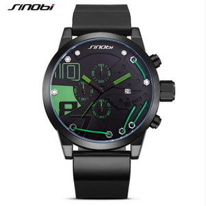 Top brand SINOBI Silicone automatic chronograph movement Date Men's Watch