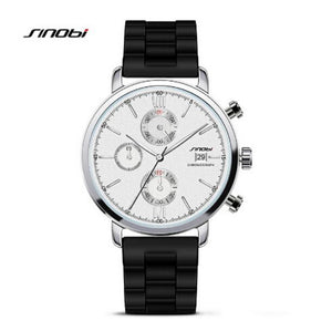 SINOBI brand chronograph quartz men's waterproof rubber strap sports watch